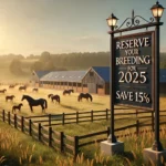 DALL·E 2024 10 03 12.24.49 A scenic horse farm in the countryside with a large pasture and beautiful horses grazing peacefully. The sun is setting in the background casting a